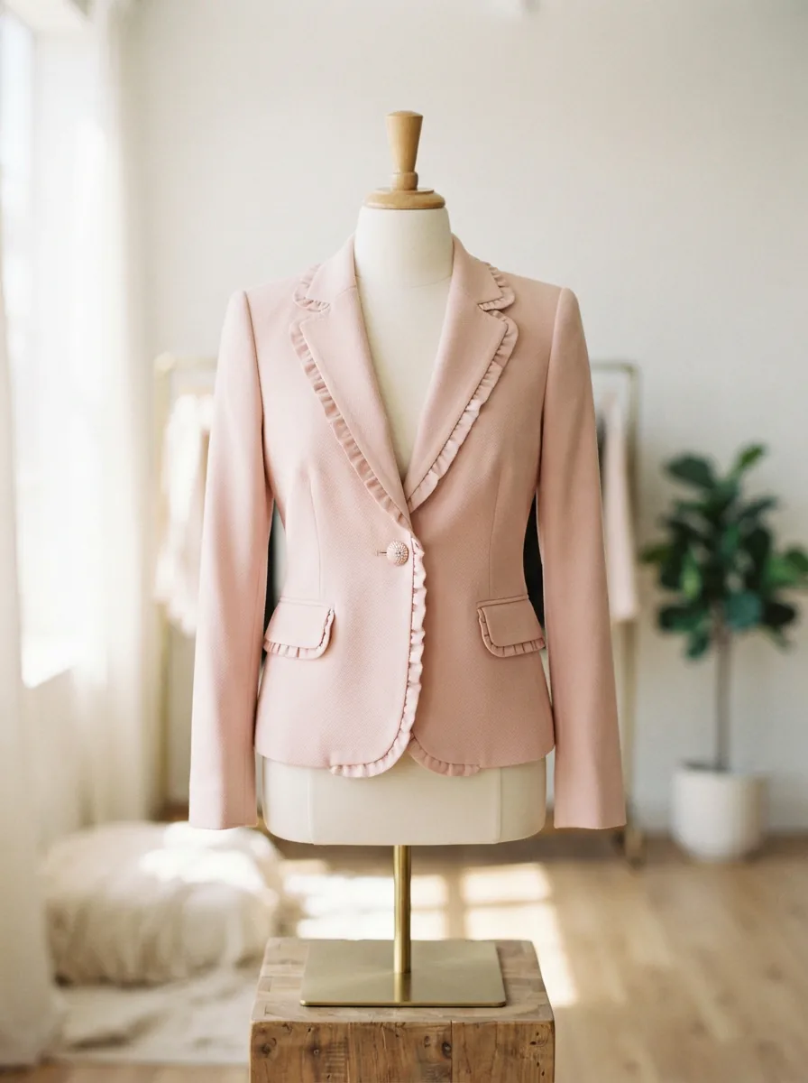 A stylish Arden B jacket displayed elegantly on a mannequin in a bright, minimalist setting.